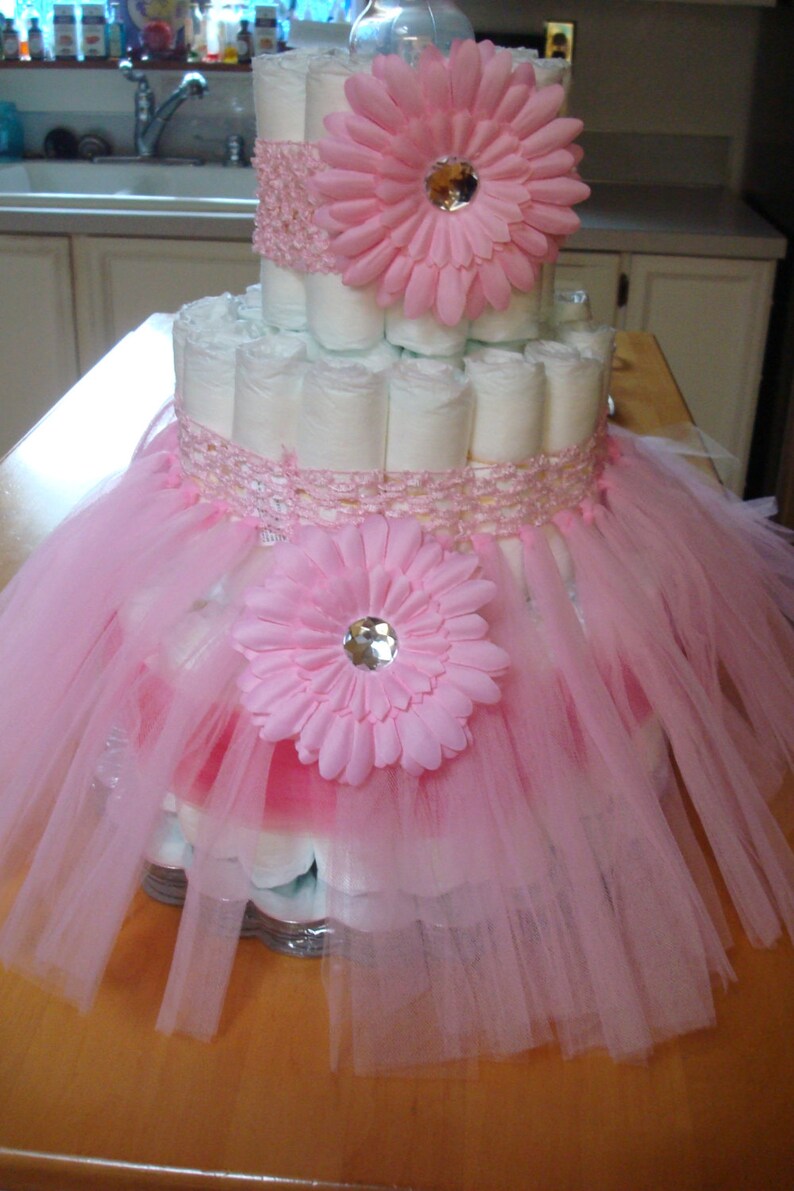 Girls Baby Shower Diaper Cake Kit Fancy Diaper Cake Pink Etsy