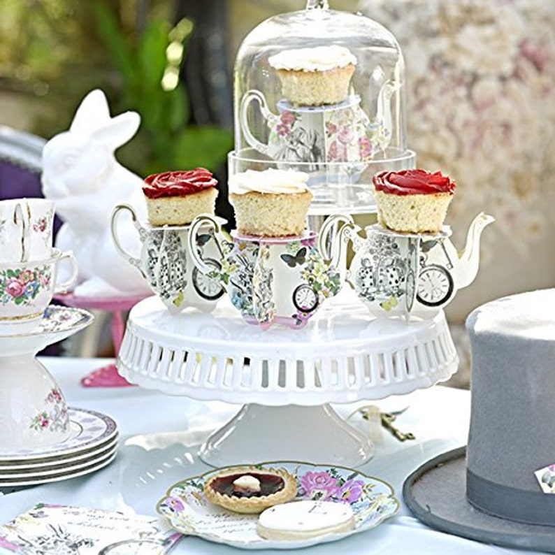 Truly Alice Tea Pot Cupcake Stands; Alice in Wonderland Theme; Mad Hatter Tea Party Decorations; Unique Alice in Wonderland decor; Cupakes