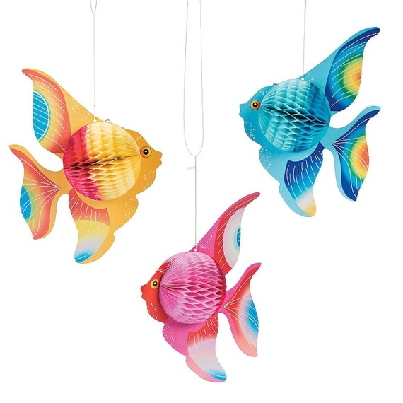 Tropical Fish Hanging Decorations Nautical Theme Birthday Etsy