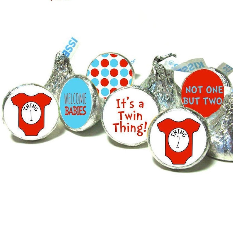 Seuss Cat in the Hat Party Favors Hershey Kiss Labels Stickers SET OF 108 Dr