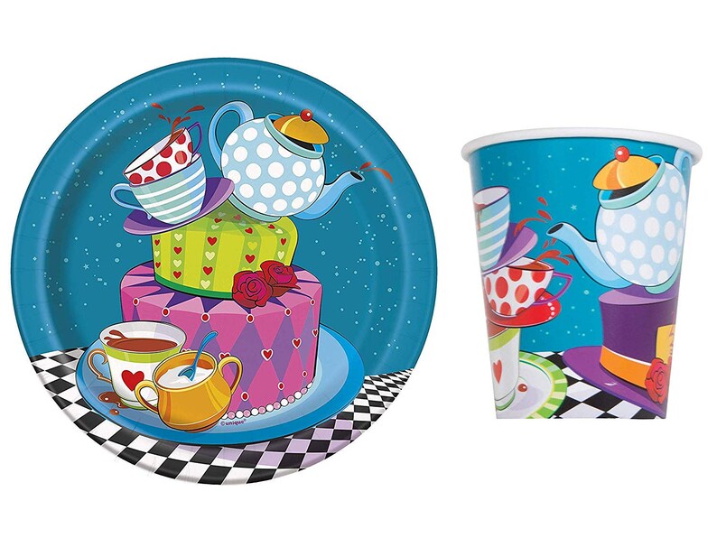 Mad Hatter Baby Shower Tableware Alice in Wonderland Birthday | Etsy