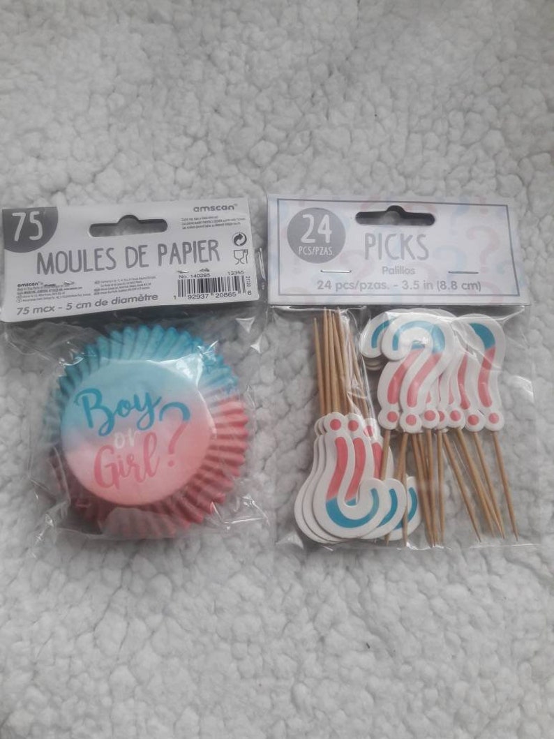 Gender Reveal Baby Shower Cupcakes Boy or Girl Cupcake Liners Etsy