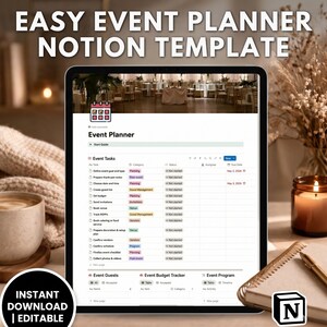 Modello semplice per l'organizzazione di eventi, registro digitale per una gestione agevole degli eventi, tracker minimalista per le conferme di partecipazione degli ospiti, lista di controllo per le attività di budget.