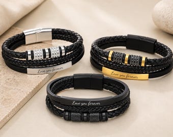 Personalized Men's Multi-Strand Bracelet with Magnetic Clasp, Stylish Gift for Him