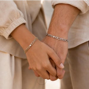 Partnerarmbänder, Goldgliederarmbänder für Sie und Ihn, Unisex-Armbänder, Jahrestagsgeschenk für Freund oder Freundin