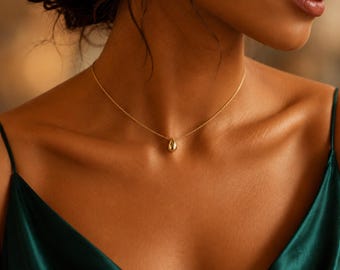 Minimalist Gold Tone Teardrop Necklace, Dainty Everyday Pendant, Elegant Gift for Her