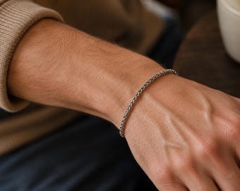 Braided Chain Bracelet, Minimalist Everyday Jewelry, Lightweight Adjustable Gift for Women & Men
