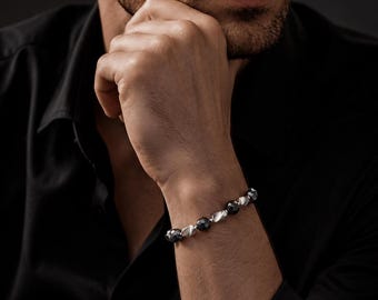 Men's Hematite Energy Bracelet – Boost Confidence, Focus, Balance, Strength, Wellness for Men