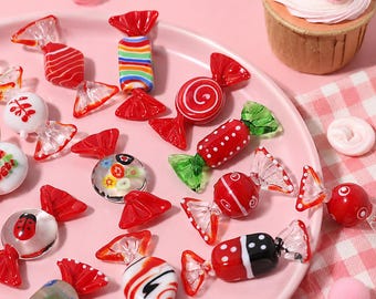Handgemaakte glazen snoepbeeldjes, kleurrijke zoete miniaturen, decor snoepglaskunst, leuk verzamelornament, kawaii cadeau voor kinderen