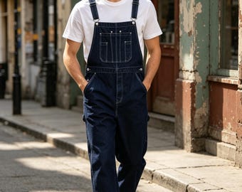 Baggy Denim Overalls, Pocket Jumpsuit, Daily Wear, Y2K Streetwear Style Pants