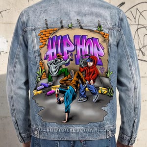 ペイント　グラフィティ　デニムジャケット  like a man Graffiti Denim Jacket Men - Etsy