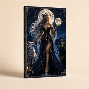 Personalized Moon Goddess Lined Journal | Celestial Wolf Hardcover Notebook