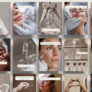 150 Botox & Filler Instagram Templates for Nurse Injectors Medspa Content Creator Aesthetic light Clinic Social Media Marketing Editable UGC