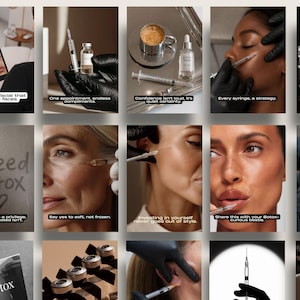 400 Botox & Filler Instagram Templates for Nurse Injectors Medspa Content Creator dark Aesthetic Clinic Social Media Marketing Editable UGC