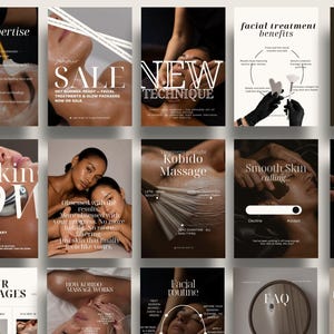 Luxury Facial Instagram Templates 340 Canva Posts | Esthetician Skincare Social Media | Luxury Medspa Content | Skin Care Aesthetic Posts