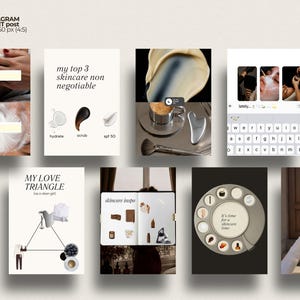 Instagramstory templates built for instagrambusiness growth and skincare content creators. Paired with a luxurious instagram aesthetic that elevates routine, education, and product content. Editable in Canva — perfect for skincare coaches, beauty influencers, and estheticians who want their stories to match their feed.