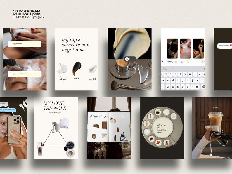 Instagramstory templates built for instagrambusiness growth and skincare content creators. Paired with a luxurious instagram aesthetic that elevates routine, education, and product content. Editable in Canva — perfect for skincare coaches, beauty influencers, and estheticians who want their stories to match their feed.