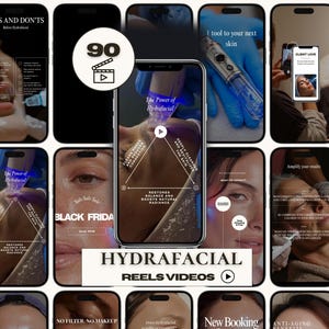 Hydrafacial Reels 90 Animated Canva Templates | Before After Frames Add Your Photos | Skincare Medspa Esthetician Instagram Hydra Facial
