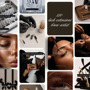 Lash Extensions  Brow Instagram Templates — 320 Canva Posts & Stories | Editorial Luxury | Lash Tech Brow Artist Content