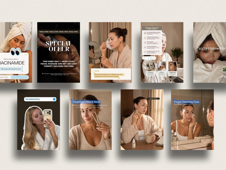Lifecoach post templates for instagrambusiness wellness content creators with an instagramaesthetic finish. Designed for holistic coaches and self-care creators who include skin rituals in their wellness content. Fully editable Canva posts, stories, and reel covers, ready to customize today.