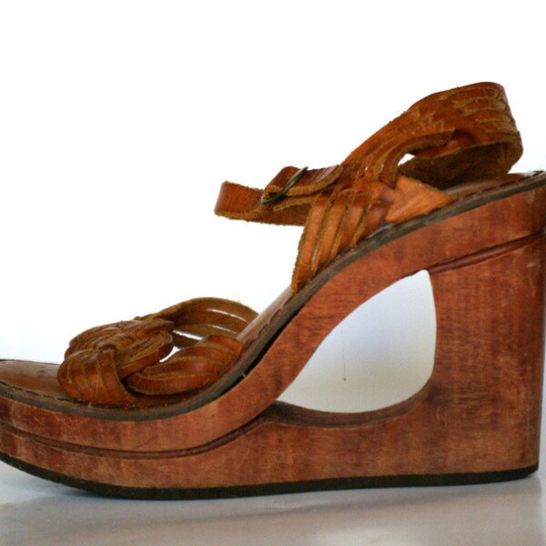 Super 70s Leather Wedge Sandals