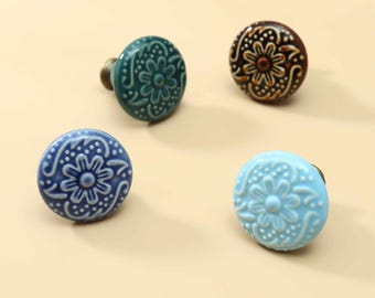 Floral Furniture Knob 34mm Decorative Handle, Vintage Inspired Cabinet Drawer Pull for Kitchen, Bedroom, Bathroom & Furniture Decor