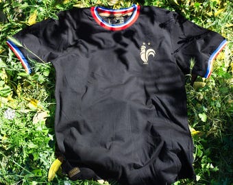 France Retro Style T-Shirt, 100% Cotton Black Heritage Tee, Vintage Blokecore Top, French Crest Premium Unisex Streetwear Shirt