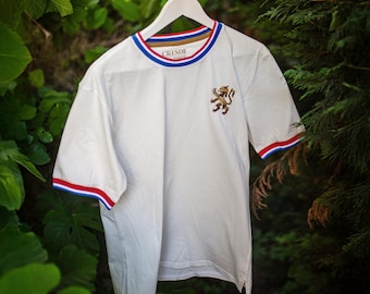 Netherlands Retro Style T-Shirt, 100% Cotton White Heritage Tee, Vintage Blokecore Top, Dutch Lion Crest Premium Unisex Streetwear Shirt