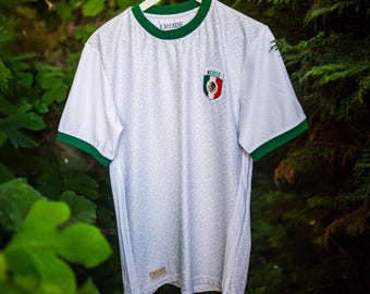 Mexico Retro Football Jersey, Green Polyester Soccer Kit, Vintage Blokecore Shirt, Mexican Crest Premium Unisex Athletic Top