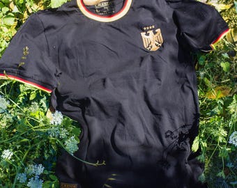Germany Retro Style T-Shirt, 100% Cotton Black Heritage Tee, Vintage Blokecore Top, Gold Eagle Crest Premium Unisex Streetwear Shirt