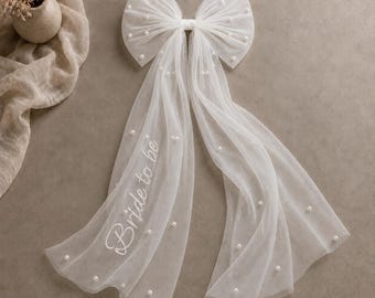 Custom Bride to Be Wedding Veil,Personalised Bridal Veil with Bow,Long Tulle Veil for Bachelorette Party,Elegant Minimalist Bride to Be Veil