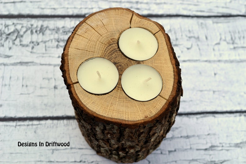 Set of 3 Rustic Wood Candle Holders Christmas Gift Country Etsy