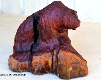 Hand Carved Wood Bear Sculpture, Wildlife Art, Cabin Decor