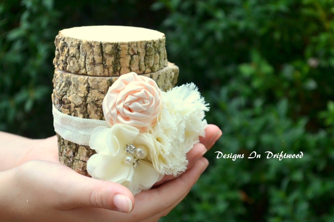 Personalized Rustic Wood Ring Bearer Pillow Box Country Wedding Natural