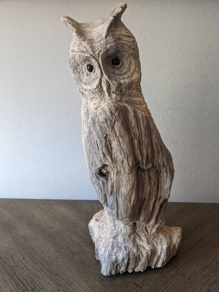 Hand Carved Owl Custom Sculpture by Wildlife Artist Lowell Mosley One of A Kind Owl Collector Christ