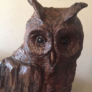 Hand Carved Owl Custom Sculpture by Wildlife Artist Lowell Mosley One of A Kind Owl Collector Christmas Gift Birthday