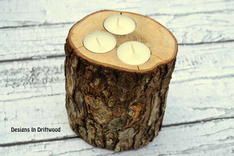 Set of 3 Rustic Wood Candle Holders Christmas Gift Country Etsy
