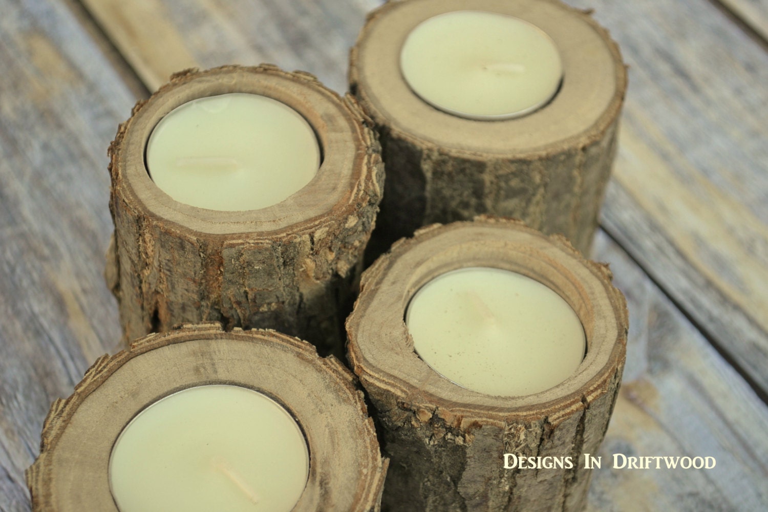 Set of 3 Small Rustic Wood Candle Holder Country Candle Etsy