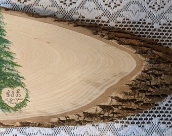 Beautiful Extra Large 24 Inch Rustic Guestbook With Cedar Tree Personalized with Date and Initials - Anniversary - Reunion