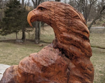 Reserved Listing - Eagle Sculpture by Wildlife Artist Lowell Mosley - Driftwood Carved Eagle - Rustic