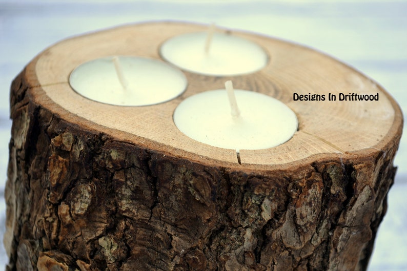 Set of 3 Rustic Wood Candle Holders Christmas Gift Country Etsy