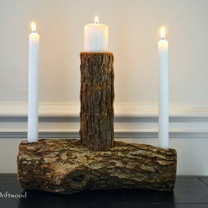 Rustic Wood Wedding Unity Candle Set - Woodland Wedding - Country Wedding Candles -  Wedding Candles - Log Candle Centerpiece - Wooden
