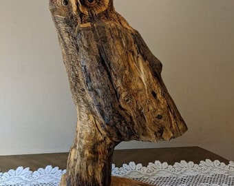 Custom Hand Carved Owl Custom Sculpture by Wildlife Artist Lowell Mosley One of A Kind Owl Collector Christmas Gift