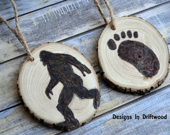 Set of 2 Bigfoot Ornaments Great For Christmas Party Favors Rustic Events