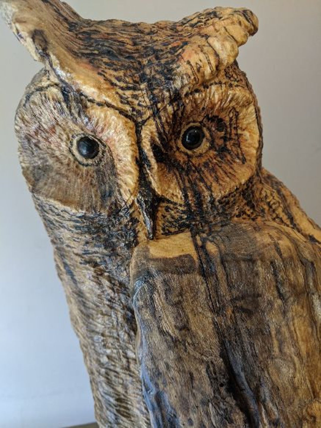 Sculpture En Pierre Artisanale Fantôme Avec Hibou Par Artistic Stone Of America