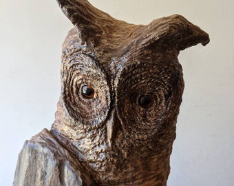Hand Carved Owl Custom Sculpture by Wildlife Artist Lowell Mosley One of A Kind Owl Collector Christmas Gift Birthday