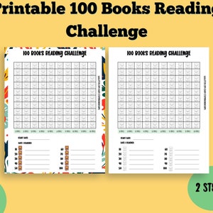 100 Books Reading Challenge, Pour adultes, Pour enfants, Journal de lecture, Suivi de lecture, Téléchargement instantané, Imprimable, PDF