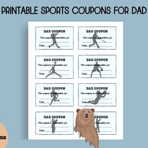 Coupon per papà per la festa del papà o il suo compleanno.  I coupon stampabili possono essere un regalo di figlia o figlio. PDF