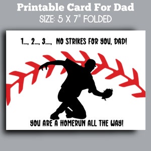 Birthday Or Father&#39;s Day Card, You Are A Home Run Dad! For Dad From Daughter, From Son, Instant Download, Printable, PDF
