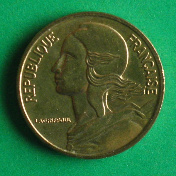 1968 französische Münze, 56. Geburtstag, 56. Jahrestag oder eine französische Münze von 1964, 1974, 1978, 1985, 20 Cent Messingmünze, Republique Francaise,